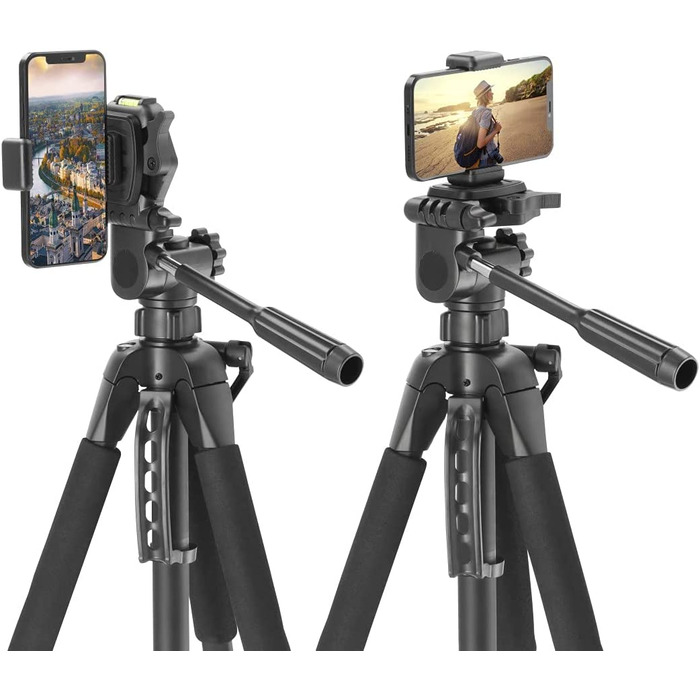Hama штатив для камери Action 165 3D, легкий фотоштатив 61-165 см, трипод з 3D-головкою, тримачем для смартфона, для дзеркальних камер Canon/Nikon/Sony, чорний