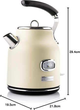 Електрочайник Westinghouse Retro 1,7 л, білий, з терморегулятором, індикатором рівня води, фільтром від накипу та захистом від перегріву