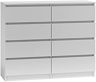 Комод 3E 3xEliving з 8 шухлядами, білий, 120 см