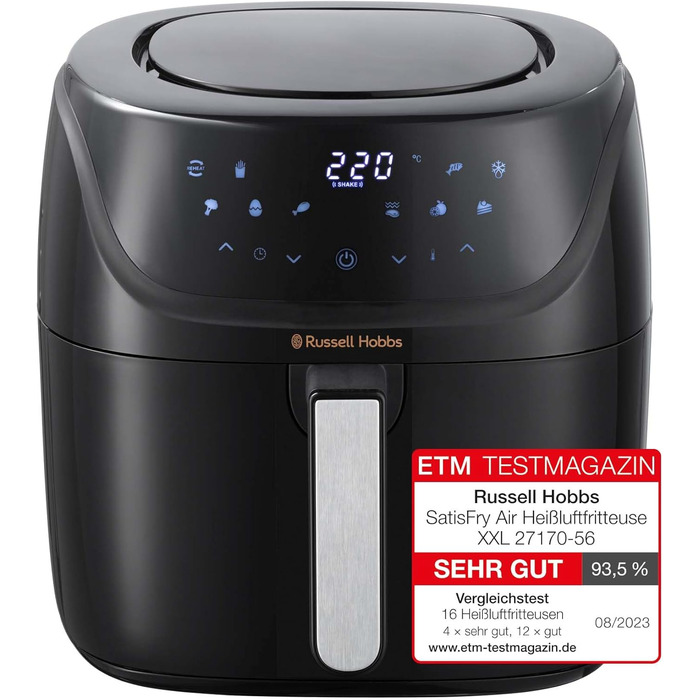 Фритюрниця Russell Hobbs SatisFry XXL 8л Rapid AirFryer: 7 функцій, 10 програм, без олії, гриль, випічка, смаження