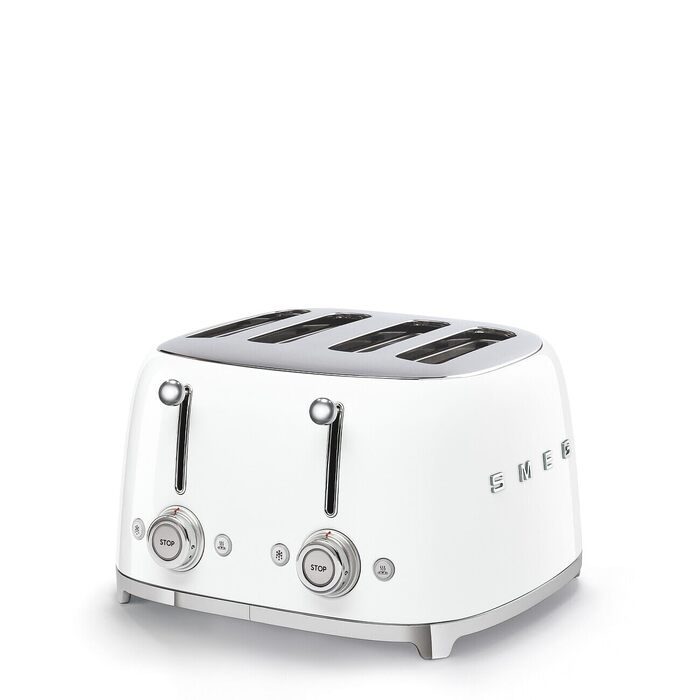 Тостер Smeg TSF03WHEU 4-секційний білий, 6 режимів, підігрів, розморожування, функція бейгл, 2000 Вт