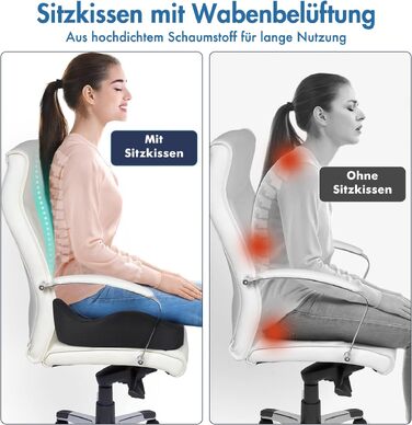 Подушка ортопедична для сидіння SKYNY з піни Memory Foam для офісного та геймерського крісла