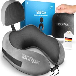 Подушка для подорожей Nackenkissen Flugzeug з піни Memory Foam – для літака, авто, з додатковою підтримкою голови, сіра