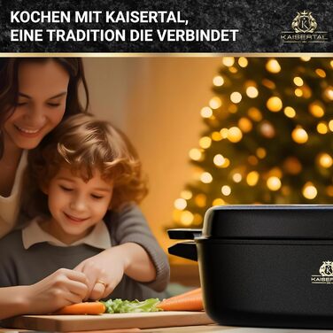 Овальний емальований казан KAISERTAL 28 см, 6 л, чавунний, з кришкою, для духовки та індукції, 7 кг