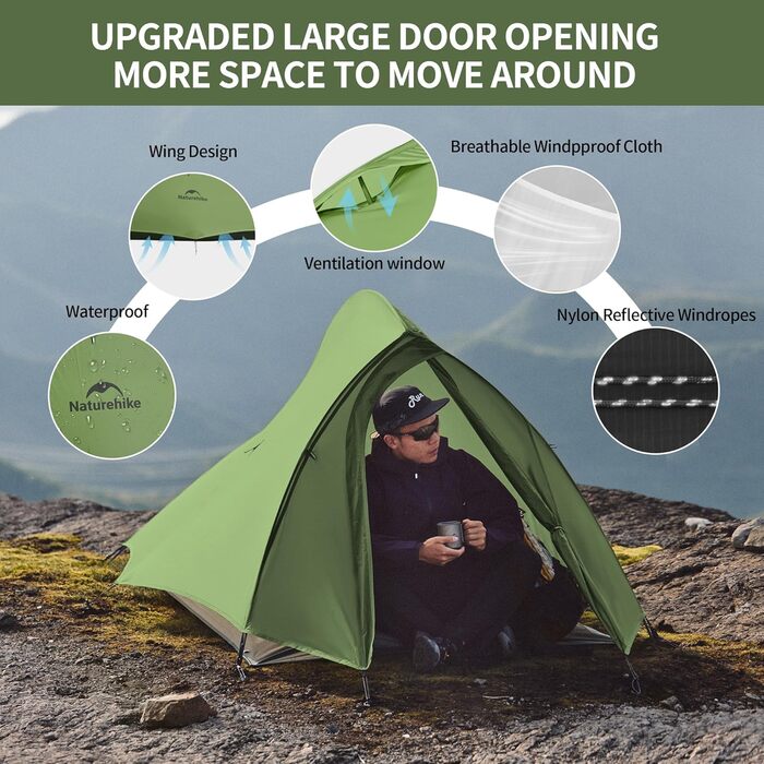 Двомісний намет Naturehike Cloud Up Pro – легкий, водонепроникний, вітростійкий купольний намет для кемпінгу, туризму та подорожей