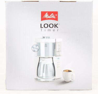 Кавоварка Melitta Look Therm Timer з термокувшином, таймером і захистом від капання, біла, модель 1025-17, для фільтр-кави
