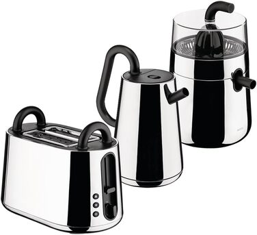 Тостер Alessi Plissé MDL08 W - Дизайнерський тостер з 6 рівнями підсмажування, термостійкий пластик, європейська вилка 850 Вт, чорний