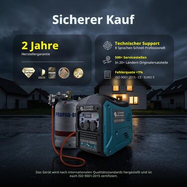 Інверторний генератор Könner&Söhnen 1900iG S, 2000 Вт, двопаливний (бензин/LPG), Biue3000igs