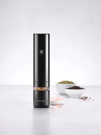 Електричні млини для солі та перцю ZWILLING Enfinigy з керамічним жорном, LED-підсвічуванням, зарядкою через USB, чорно-білі (чорний)