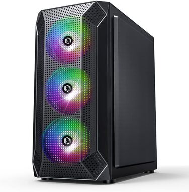 Ігровий корпус для ПК EMPIRE GAMING Ruby ARGB, середній Tower ATX/MATX/ITX, 4 вентилятори 120 мм, адресне підсвічування RGB, акрилова бічна панель, чорний