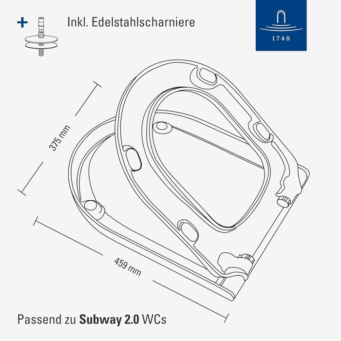 Сидіння для унітазу Villeroy & Boch Subway 2.0 D-подібне, білий альпійський глянець, з мікроліфтом, знімне, термопласт (дуропласт), артикул 9M68S101