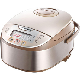 Мультиварка-рисоварка Midea 5 л з пароваркою, антипригарним покриттям, таймером 24 год, підтримкою тепла, мірною склянкою, ложками для рису, без пригорання, колір Brushed Brown