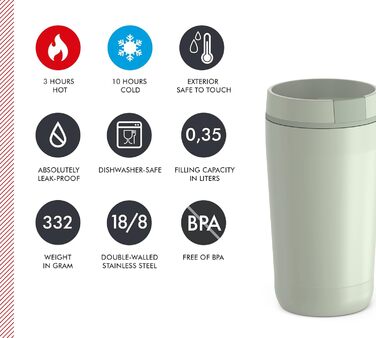 Термос GUARDIAN MUG 0,35 л, мат-зелений, ізолюючий термокружка з нержавіючої сталі з порошковим покриттям, сталевий термос, термокружка для кави на виніс, зручне використання, абсолютно герметична, придатна для миття в посудомийній машині 0,35Л Мат-зелени