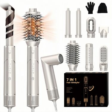 UKLISS Airstyler 5 в 1: Фен-щітка, стайлер для волосся з іонізацією та насадкою для кудрі (Золотий)