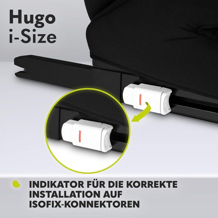 Автокрісло Lionelo Hugo R129 (100–150 см) – ISOFIX, 8 положень підголівника, Memory Foam, бічний захист, комфортні підлокітники (Чорно-червоний, I-SIZE)