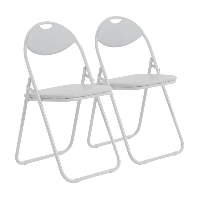 Складані офісні стільці Harbour Housewares з м'якою оббивкою, білі (набір 2 шт.)