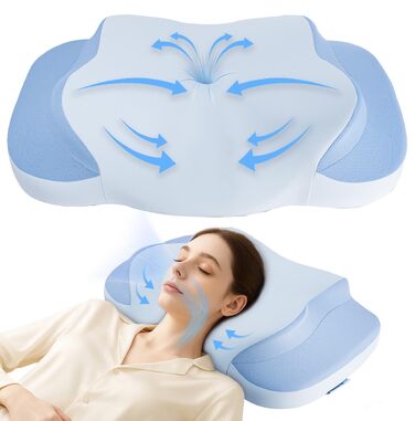 Подушка для шиї та голови IDEA з Memory Foam, ортопедична, антихропічна, для сну на боці, спині та животі (1 шт)