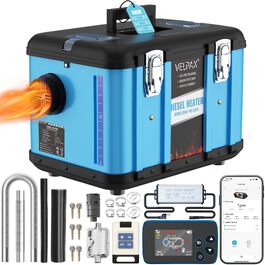 Автономний дизельний обігрівач VELPAX All in One 8кВт, 12V/24V/220V з Bluetooth, LCD-дисплеєм та пультом керування для кемпера, автобудинку та причепа
