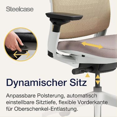Офісний крісло Steelcase Series 2 з підтримкою спини LiveBack, 4D підлокітники, регульована підголовник, колір Трюфель, сучасний дизайн