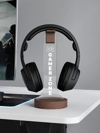 Підставка для навушників YuanDian Gamer Zone з підсвіткою RGB, дерев'яний тримач для геймерських навушників, 16 кольорів для декору ігрової кімнати, подарунок геймеру