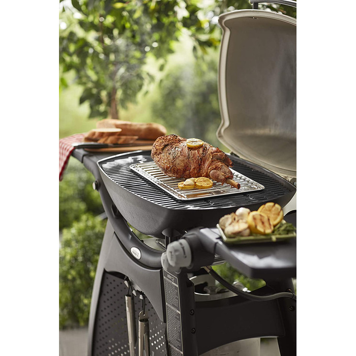 Решітка для гриля Weber, велика, 37x23 см, з нержавіючої сталі, для непрямого грилювання, сумісна з Weber Q, Go-Anywhere, посудомийна машина, срібляста