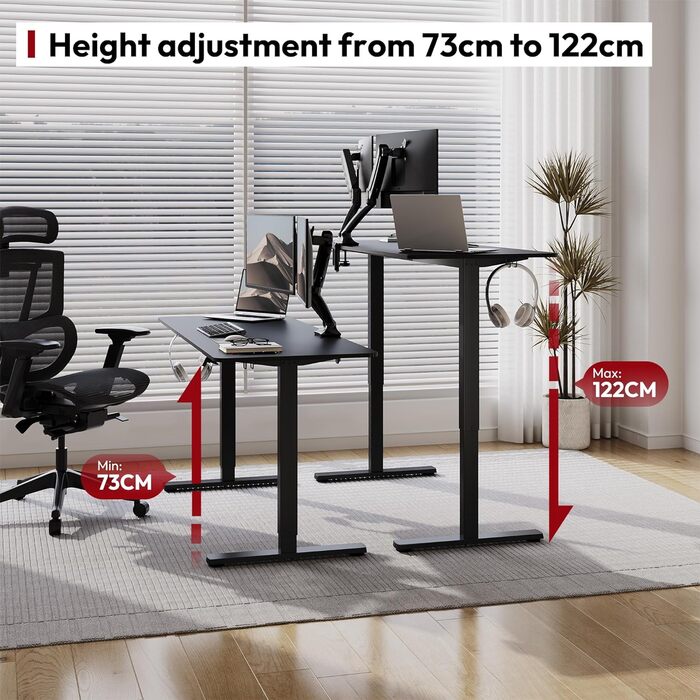 Електричний стіл SANODESK 200x80 см, регульований по висоті, ергономічний комп'ютерний стіл для роботи стоячи й сидячи з пам'яттю положень, чорний
