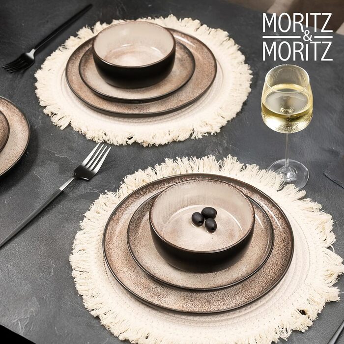 Набір обідніх тарілок Moritz & Moritz VIDA, порцеляна, 6 шт, бежевий колір, придатні для мікрохвильової печі та посудомийки