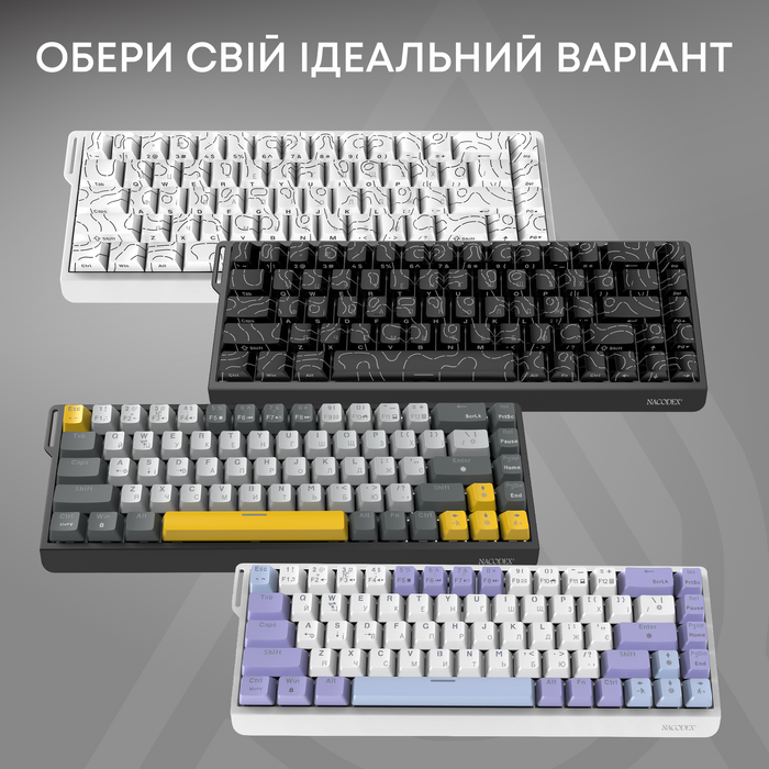 Дротова механічна клавіатура Ajazz NK68 V2 Red Switch (NK68-V2-R-PWB)