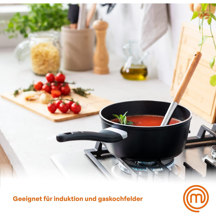 Каструля MasterChef 16 см з антипригарним покриттям, для індукції, підходить для всіх плит, термостійка ручка, можна мити в посудомийці, колекція Essentials