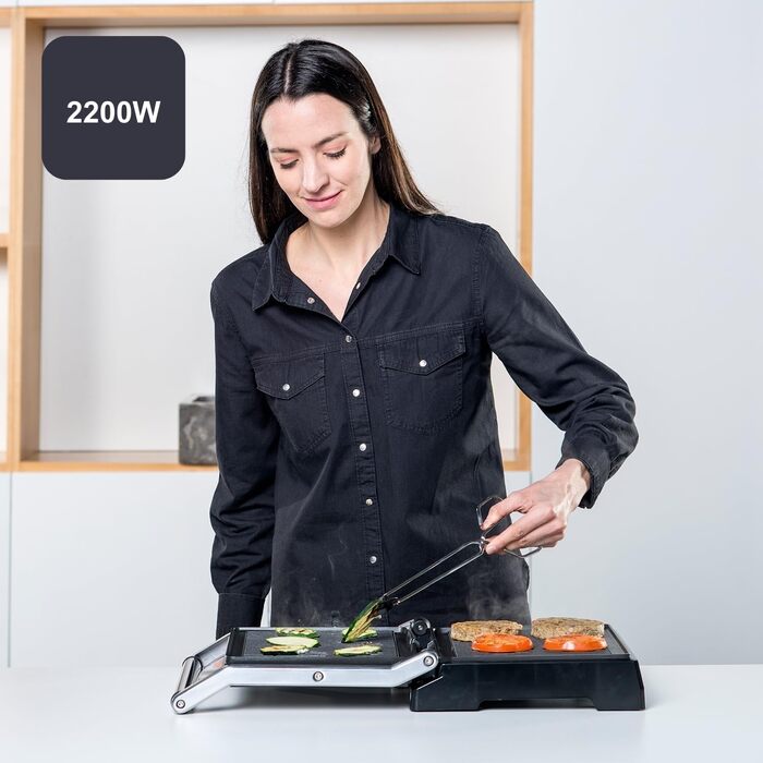 Електричний гриль-контактна поверхня Black+Decker BXGR2200E 2-в-1 (2200W, 29x23 см) з LCD-дисплеєм