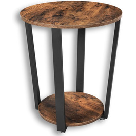 Журнальний стіл holz4home Lorie, круглий, з полицею, 50x57 см, індастріал, коричневий, легка збірка