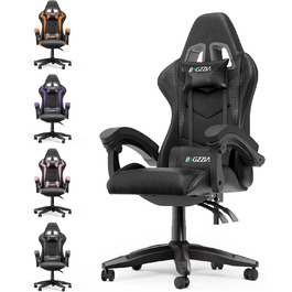 Ігровий крісло Bigzzia Ergonomiczne - Чорний, для геймерів, PC, комп'ютерне, з підголівником та підлокітниками