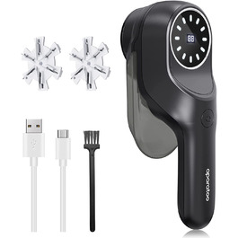 Електричний машинка для видалення катишків Aparatoo, портативний USB, LED-дисплей, 2 швидкості, для одягу, светрів, меблів, чорний