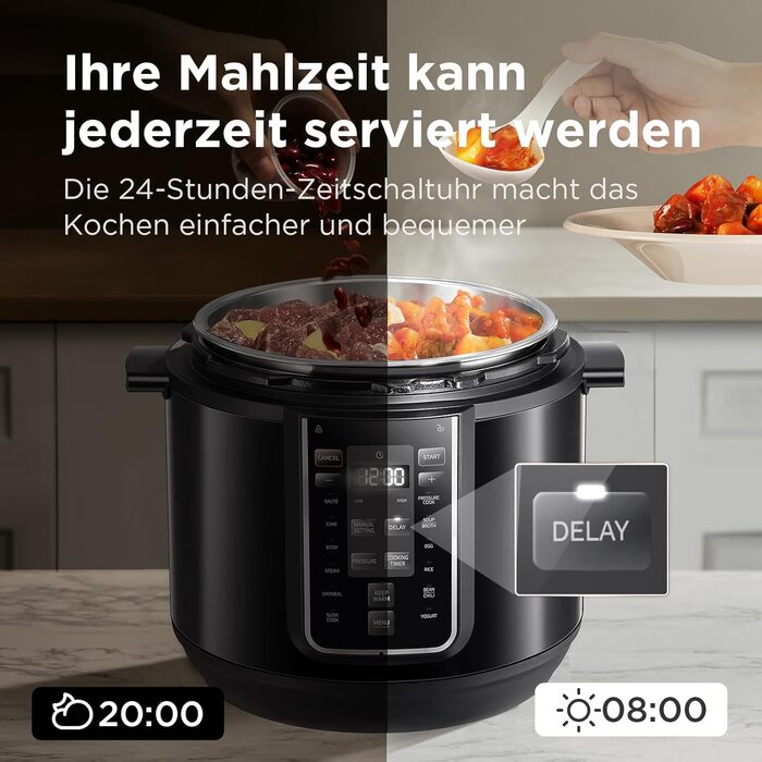 Мультиварка електрична Midea 9-в-1, 8 л, 12 програм, антипригарний, йогуртниця, рисоварка, пароварка, повільне приготування, нерж. сталь, чорна