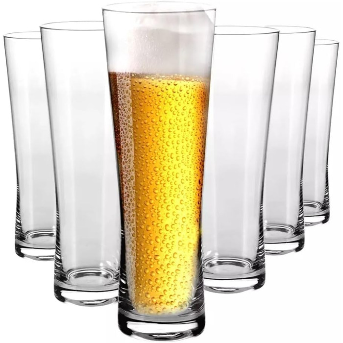 Склянки для пива Krosno Biergläser 500 мл, набір 6 шт. Універсальні, елегантний дизайн 