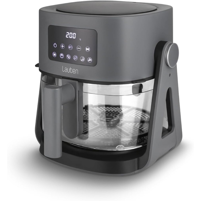 Аерофритюрниця Lauben Glass&Grill 3в1 5500BG, 5,5 л, скляний кошик, 6 програм, гриль і сковорода
