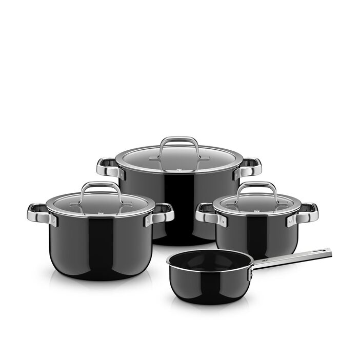 Набір каструль WMF Fusiontec Mineral Pro 4 шт, індукція, нержавіюча сталь, чорний, Made in Germany