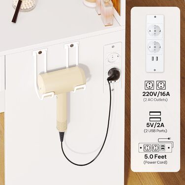 Косметичний стіл YITAHOME з LED підсвіткою, дзеркалом, 3 шухлядами, 2 полицями, регулюванням яскравості, білий