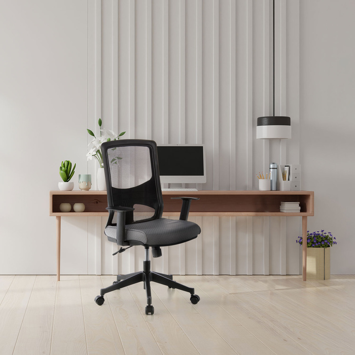 Офісний крісло / Крісло керівника LAVITA сітка чорний / сірий hjh OFFICE