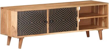 Тумба під телевізор vidaXL з масиву акації, 115x30x39 см, 2 дверцята, 2 полиці, дерев'яний ТВ шафа, меблі для вітальні