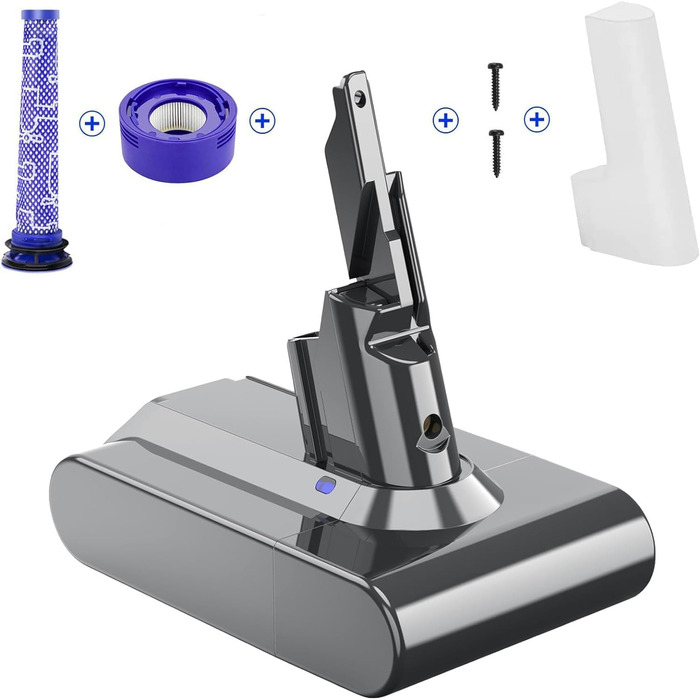 Акумулятор V7 для пилососів Dyson V7 (SV11, Animal, Absolute, Fluffy, Trigger, Motorhead Pro, Car+Boat) 6.0Ah з фільтром та аксесуарами, змінний акумулятор для Dyson