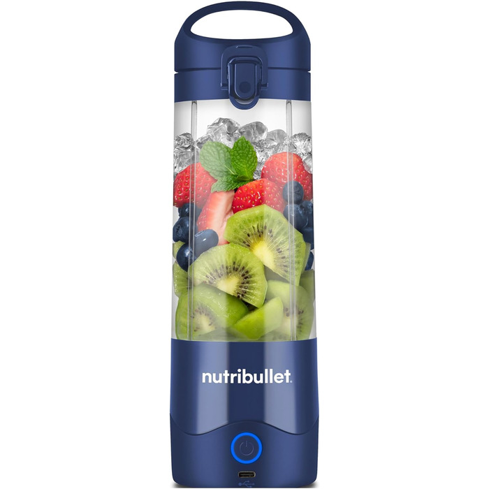 Портативний блендер nutribullet, 475 мл, BPA-free, багатоцільовий, USB-C зарядка, понад 15 циклів змішування, синій