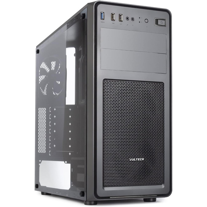 Корпус Vultech VCO-A2699T ATX, 1x USB 3.0, 2x USB 2.0, загартоване скло, без блока живлення, чорний