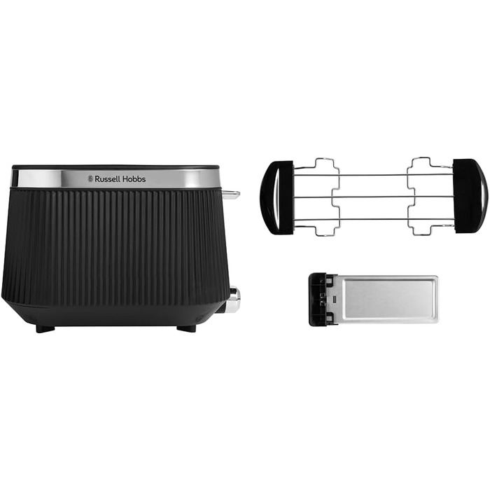 Тостер Russell Hobbs Brontë Stone 26761-56 (2 тости, чорний) з 6 режимами, підігрівом, розморожуванням та підйомним механізмом