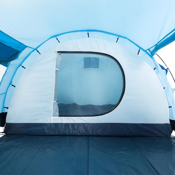 Сімейний намет CampFeuer Zelt Super+ на 4 особи: великий тунельний намет з 2 входами, тамбуром та водонепроникністю 3000 мм (Блакитний/Чорний)