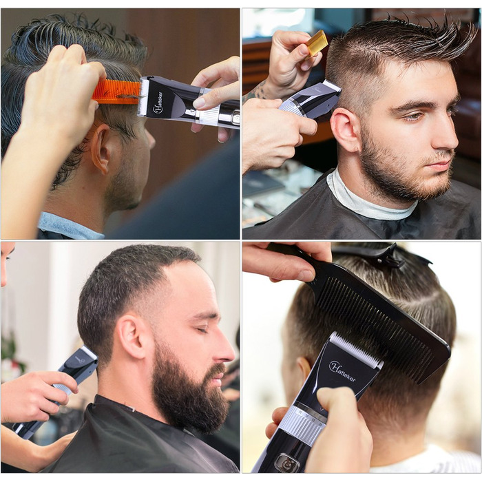 Професійна електрична машинка для стрижки Hatteker з LCD-дисплеєм, бездротова, USB-зарядка, водонепроникна, для бороди та волосся