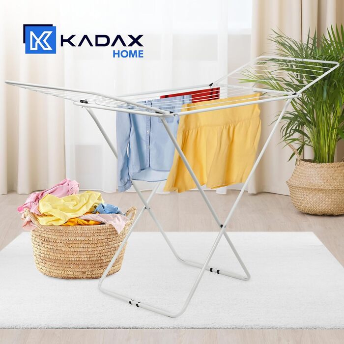 KADAX Сушарка для білизни з крилами, складна, 18/23 м, сталевий порошковий каркас, біла, 2-крила