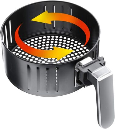 tectake® Аерофритюрниця (Airfryer) 3,6 л, сенсорний дисплей, 7 програм, без масла і жиру, підходить для посудомийної машини, з аксесуарами та кулінарною книгою, чорна