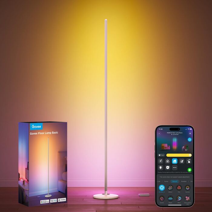 Розумна RGBIC LED торшерна лампа Govee для вітальні, WiFi підсвітка 1000лм з регулюванням яскравості, золотиста (набір 2 шт)