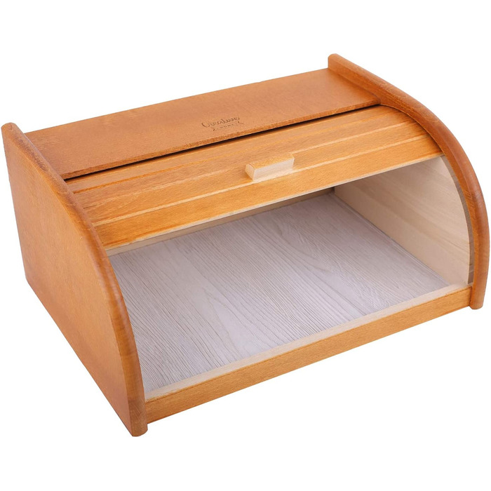 Дерев'яна хлібниця Creative Home Erle з роликовою кришкою, 38x28,5x17,5 см, натуральна, для хліба, булочок та випічки, стильна хлібна скриня для кухні